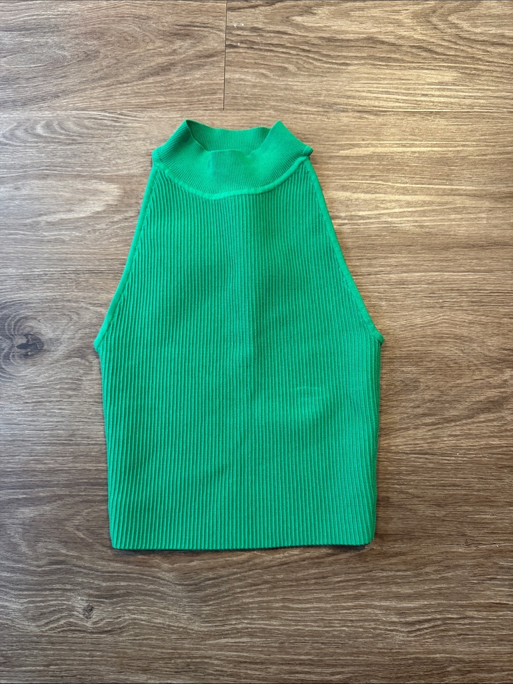 Aritzia Sleeveless Ribbed Mock Neck Tank Top - Emerald Green (xs)